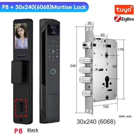 RAYKUBE P8/P85 Умный дверной замок с распознаванием лица и отпечатков пальцев