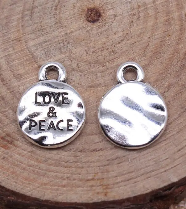 

20pcs 10x1 0mm из тибетского серебряного сплава Love peace круглые подвески