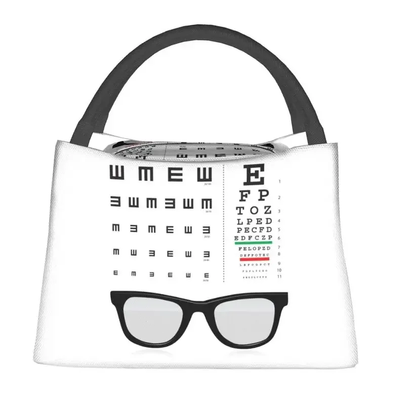 Изолированная сумка для обеда Snellen Eye Test Chart женщин многоразовые очки оптики