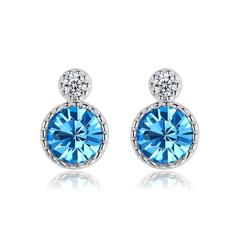 

Multicolor Crystal Stud Earrings for Women Heart Of The Ocean 925 Sterling Silver Ear Studs Luxury Fine Party Jewelry Accessorie