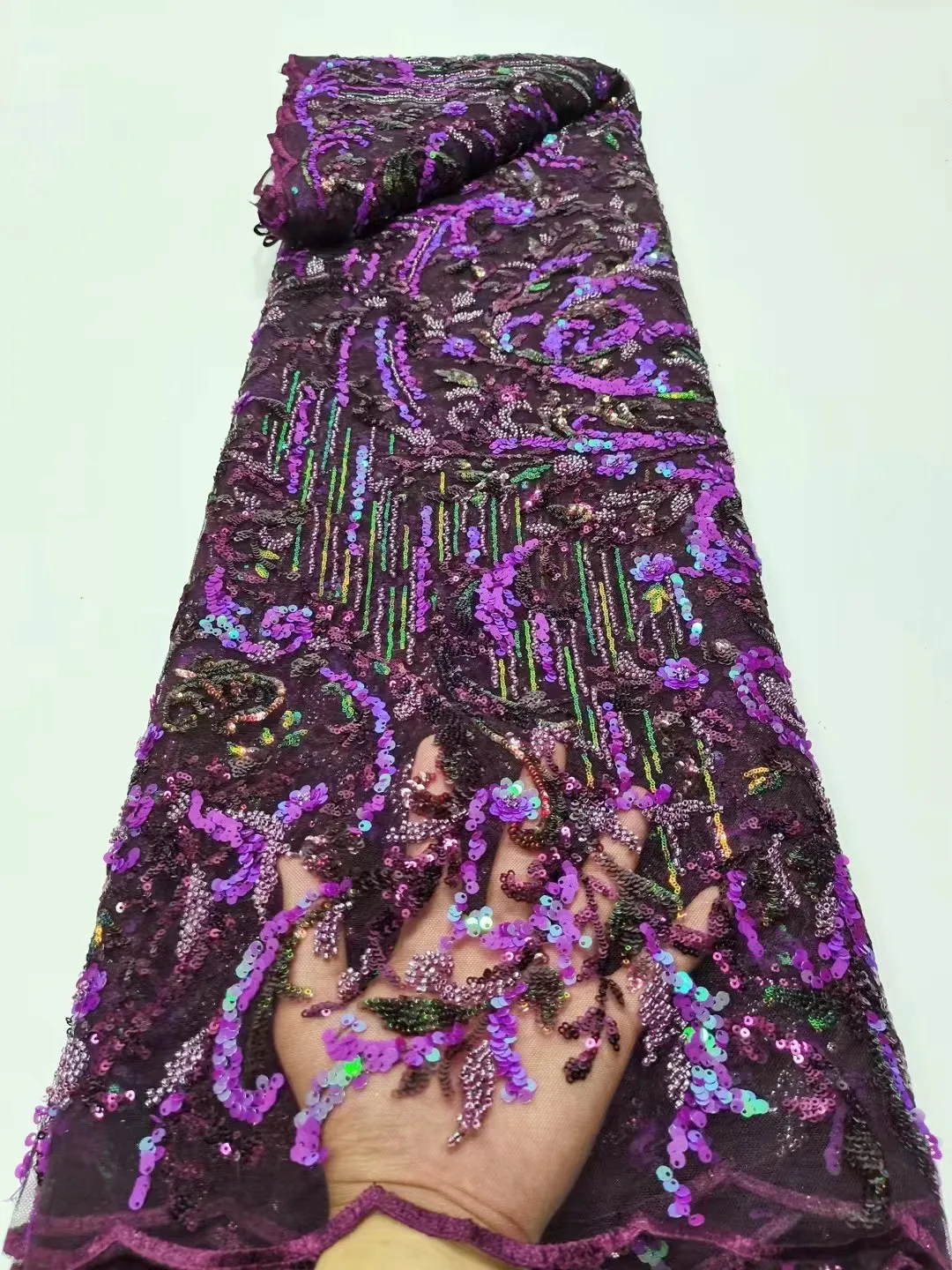 

French Nigerian Lace Fabric 2022 High Quality 3D Beaded Lace African Sequins Lace Fabric For Wedding Dress Sewing