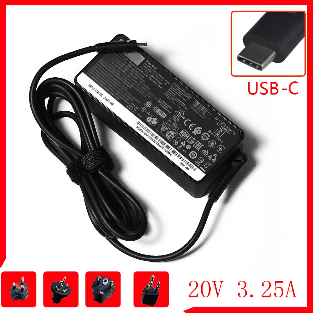Laptop Charger For Lenovo Thinkpad X280 X380 X390 X395 L580 Adlx65ylc3a Adlx65ycc3d