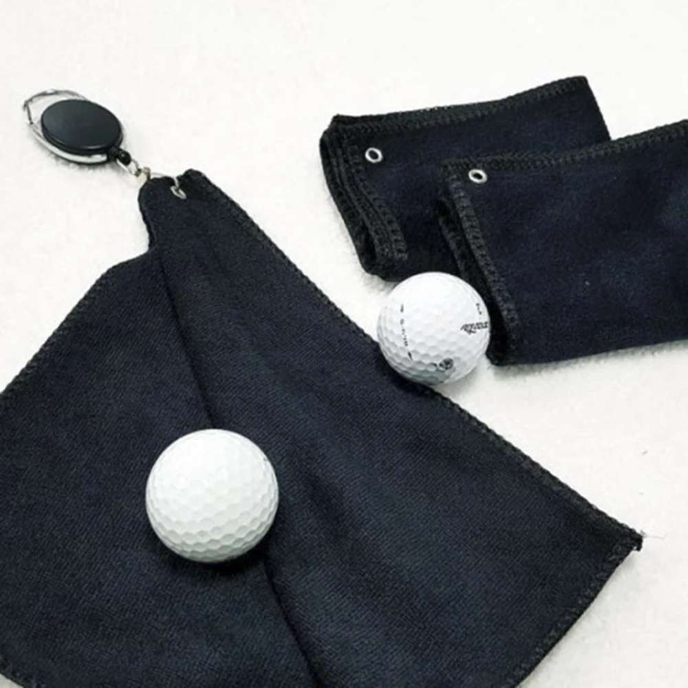 

1pc 25*25cm Square Golf Ball Cleaning Towel With Retractable Keychain Tool Buckle Cleaning Balls Golf Cotton Accessories