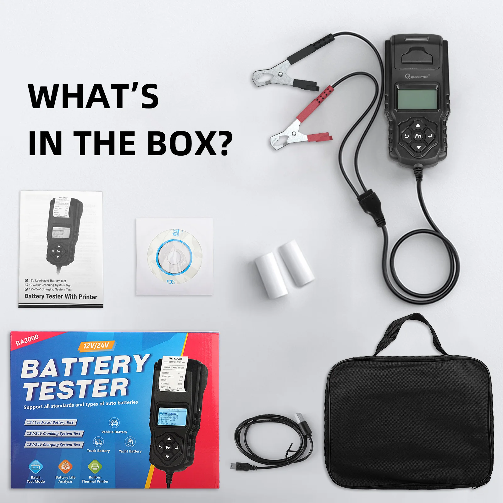 Новый тестер автомобильного аккумулятора BA2000 12 В/24 В тест на разрядку зарядку