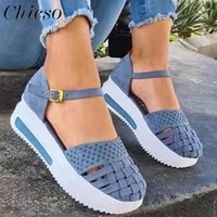 summer closed toe sandals women 2022 new breathable ladies comfy buckle casual shoes 35 43 large sized home outdoor flats