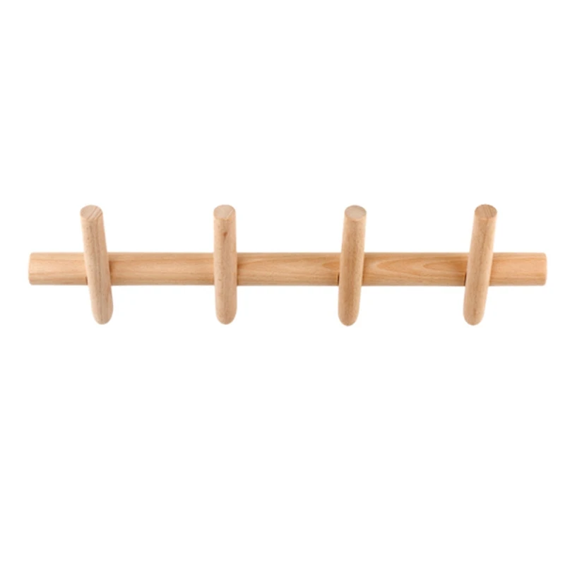 

4 Hooks Solid Wood Coat Rack Behind The Door Fitting Room Hanging Clothes Hook Wall Mounted Coat Rack