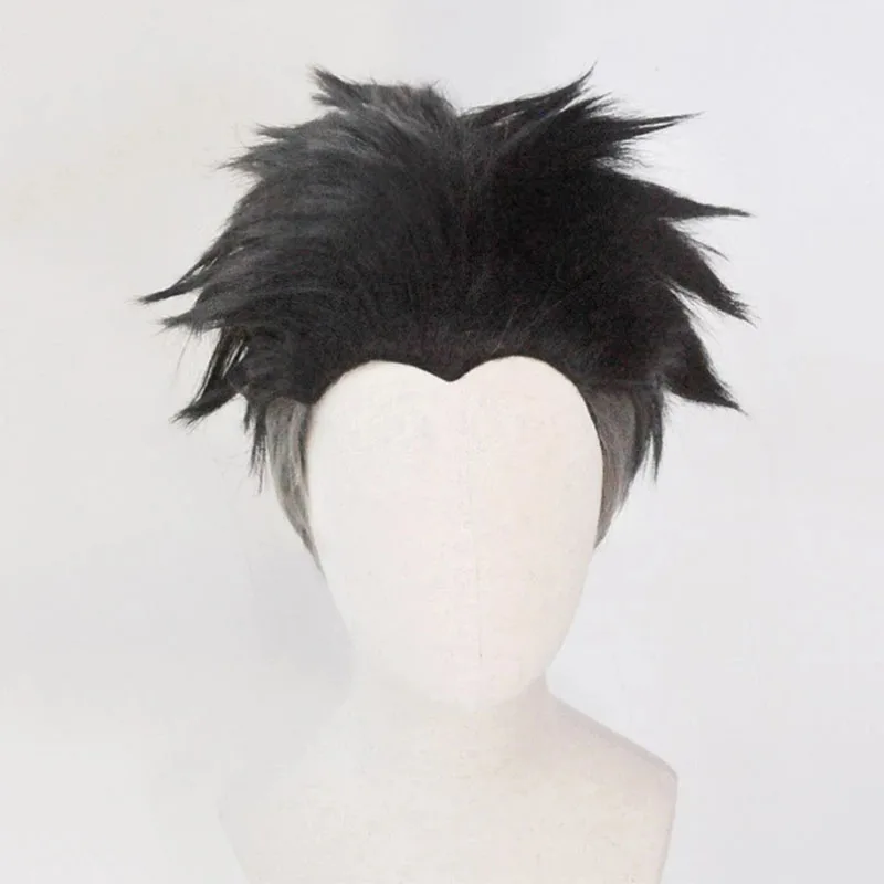 Kimetsu no Yaiba Stone Pillar Gyomei Himejima Men Short Black Grey Mix Synthetic Wig ALTIN Slicked-back Cosplay Wig
