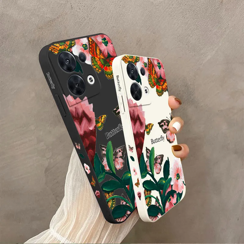 Силиконовый чехол для телефона Butterfly Garden OPPO Reno 8Pro 8T 10 10Pro Plus 8 7Z 7Lite 6Lite 6ProPlus 5Pro 5Lite 6 6Z