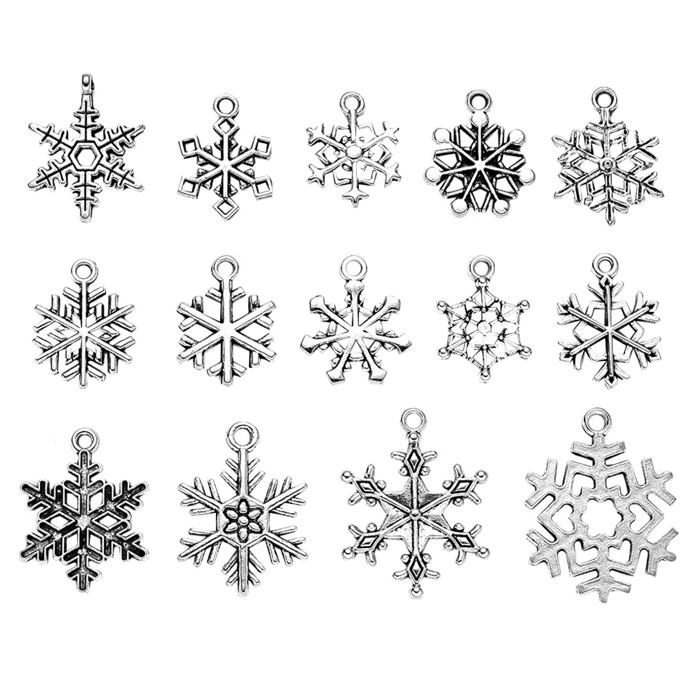 

70 Pcs Snowflake Pendant Remembrance Gifts Bracelet Accessories Alloy DIY Pendants Jewelry Making Miss Charm Xmas