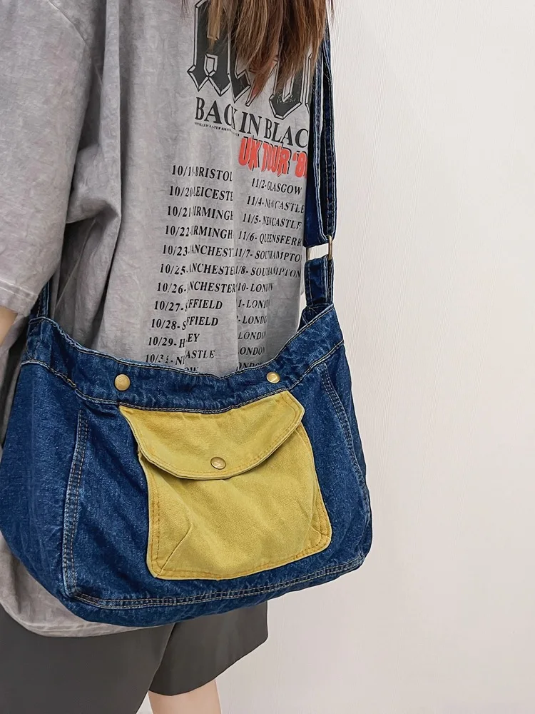 

Fashion Denim Bag Vintage Canvas Bag 2022 Large Capacity Women's Bag Simple Single Shoulder Messenger Bag Leisure Bag