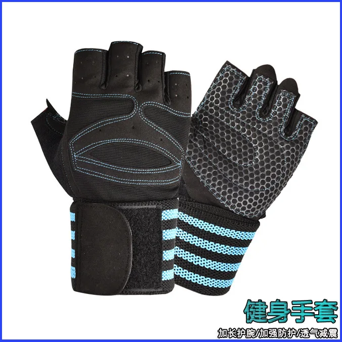 

Sports Gloves Anti-skid Wear-resistant Soft Unisex Body Building Training Sports Mitten Lengthened Wristband for Adult