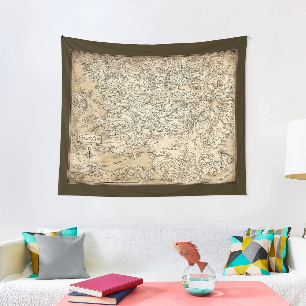 АННОТИРОВАННАЯ карта Faerun гобелен украшение для спальни