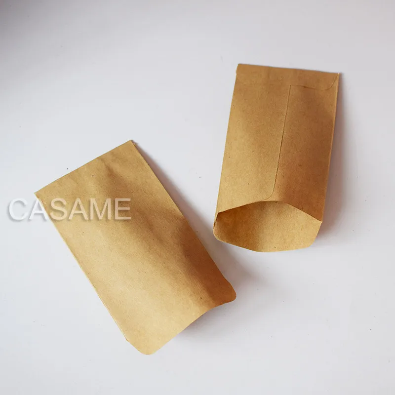 6x10cm craft cookie bags 100pc Kraft Paper bag mini Envelope Gift Bags Candy Bags Snack Baking Package Supplies Gift Wrap glue images - 6