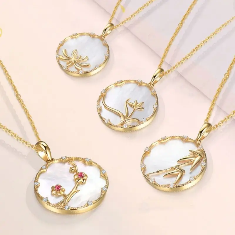 

Ожерелье из серебра 925 пробы с подвеской в виде цветка, очаровательное винтажное классическое Простое жемчужное кристаллическое ожерелье с...