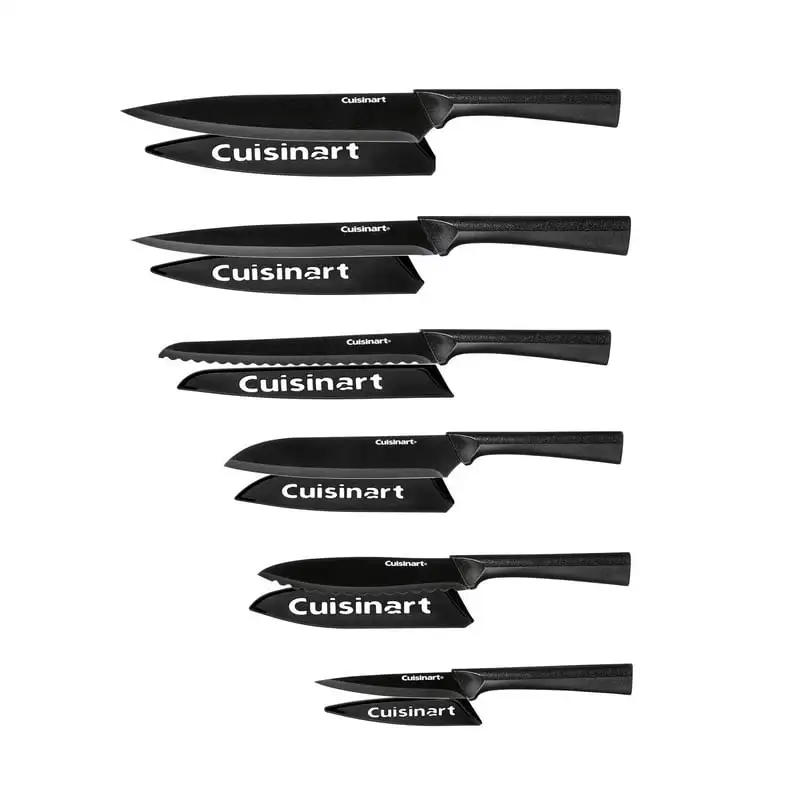 

12-Piece Metallic Knife Set with Blade Guards, Black Damacus knives Valorant knife​ Cuchillos supervivencia Amolador de faca J