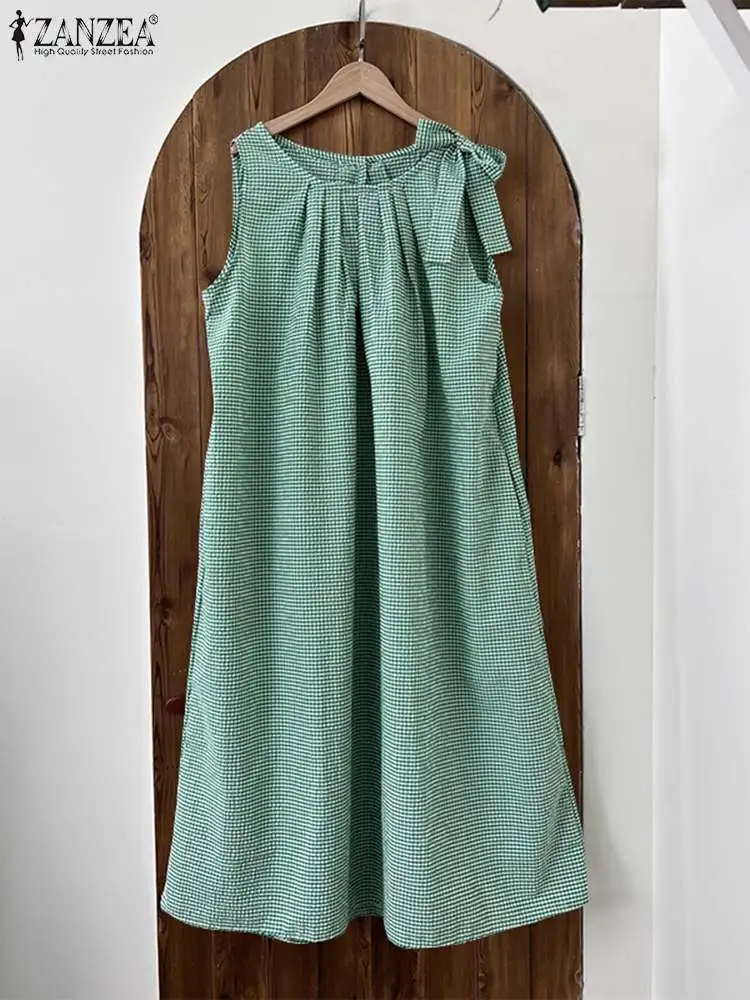 ZANZEA корейское короткое платье с зигзагообразным принтом лето 2024 повседневный