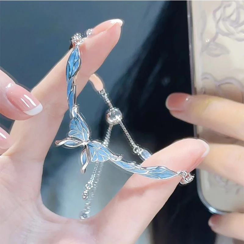 

2023 New Blue Butterfly Bracelet Female Design Sense Fashion Light Luxury Smart Butterfly Bracelet Birthday Gift Party Jewelry