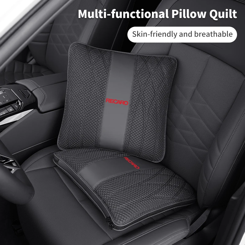 Car Headrest Pillow Cushion Lumbar Lce Silk Fabric Home Sofa Quilt For RECARO Racing