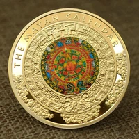 mexico mayan embossed commemorative medal gold plated three dimensional embossed color lacquer commemorative coin