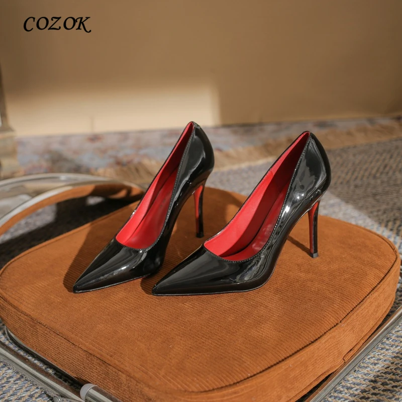 

2022 Office Ladies High Heels Red Bottom Shoes Shallow Pointed Luxury Womens Pumps Shoes