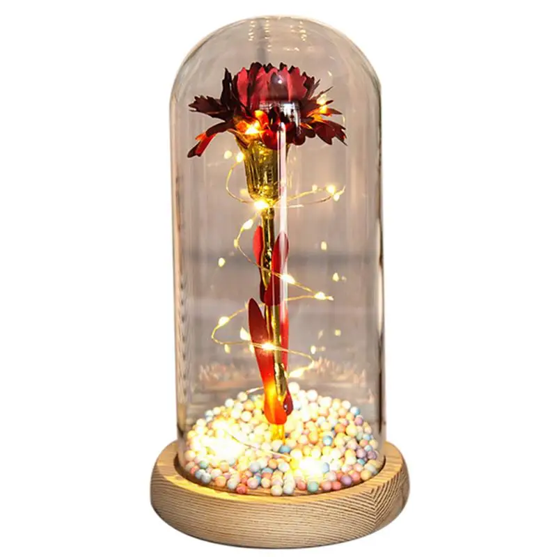 

Glass Carnation Flower Simulation Cute Flower In Glass Dome LED Flower Dome For Mother Day Light Carnation Eternal Rose In Glass