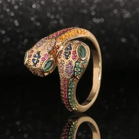 new fashion jewelry copper inlaid colorful zircon serpentine design ring niche personality womens finger link day gift