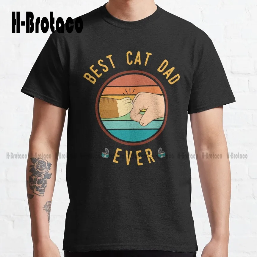 

Best Cat Dad Ever - Fathers Day Ginger Cat Edition Classic T-Shirt Custom Aldult Teen Unisex Digital Printing Tee Shirts Xs-5Xl