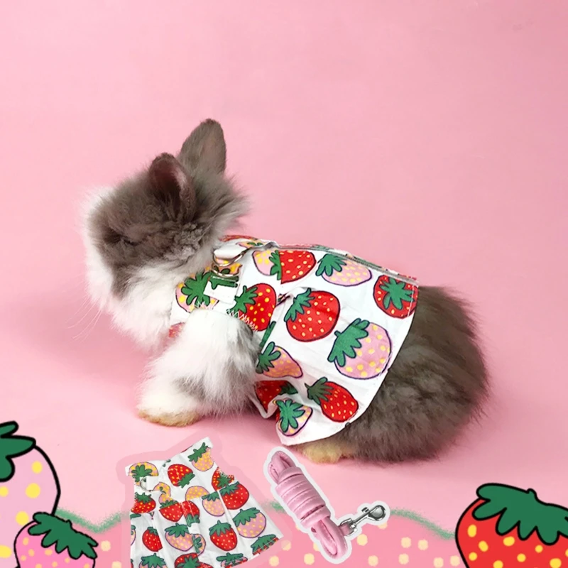 

Y5GA Bunny Dress Rabbit Holiday Costume Cute Harness Leash Set for Small Animals