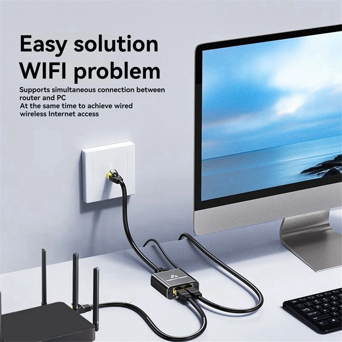 Разветвитель Gigabit Ethernet 1 в 2 1000 Мбит/с высокоскоростной сетевой удлинительный