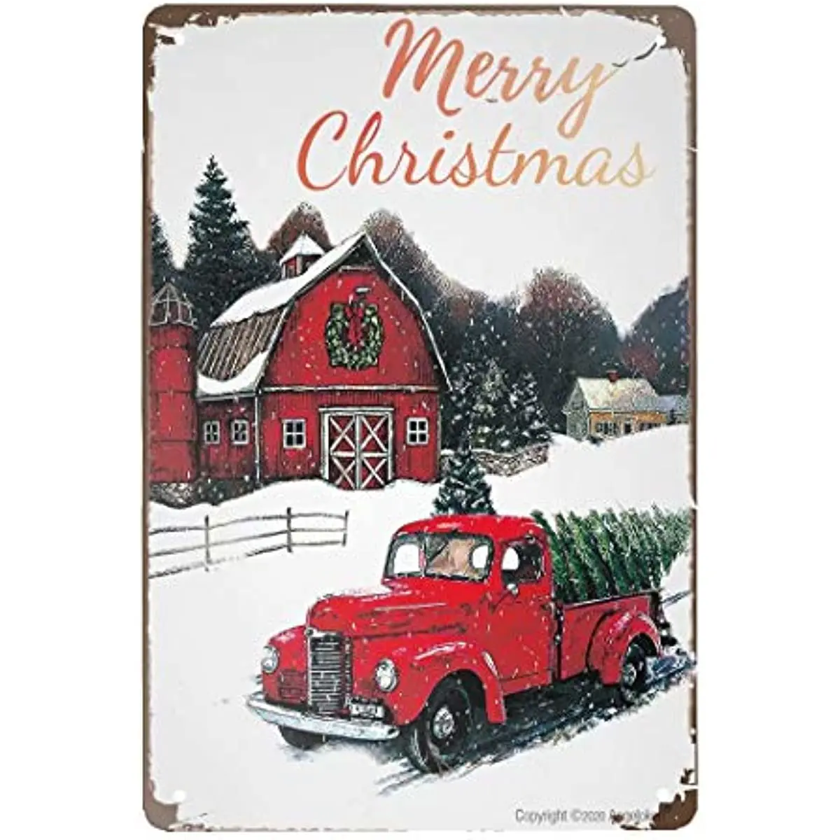 

Винтажный металлический логотип, винтажный жестяной логотип, с надписью "Merry Christmas", табличка, фотография стен, подарок