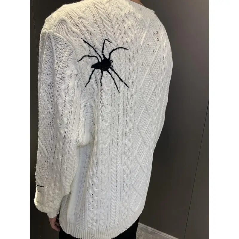 2022 New High Street Spider Remake Sweater Jacquard Retro Knitted Sweater Men's Streetwear Winter Unisex Pullover Sweater Tops