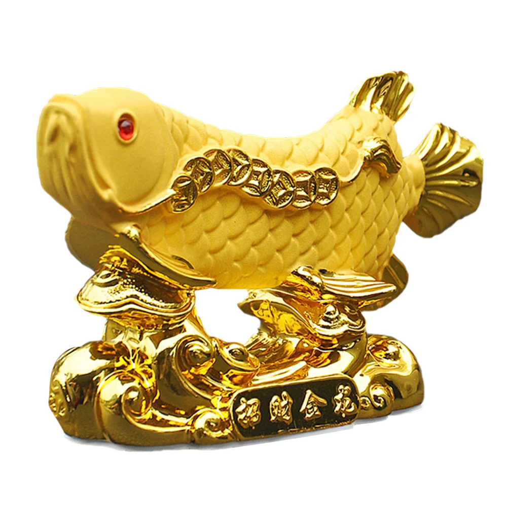 

Statue Wealth Chinese Animal Shui Feng Fortune Figurine Car Ornament Brass Sculpture Figurines Golden Money Decor Good Arowana