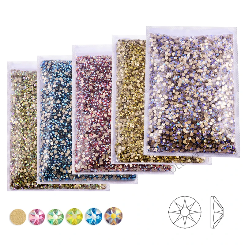 

AAAAATop Wholesale 2088 Glitter Crystal AB 16 Cuts Non Hotfix Rhinestones Glue On For DIY Nail Arts Mobile Phone Accessories