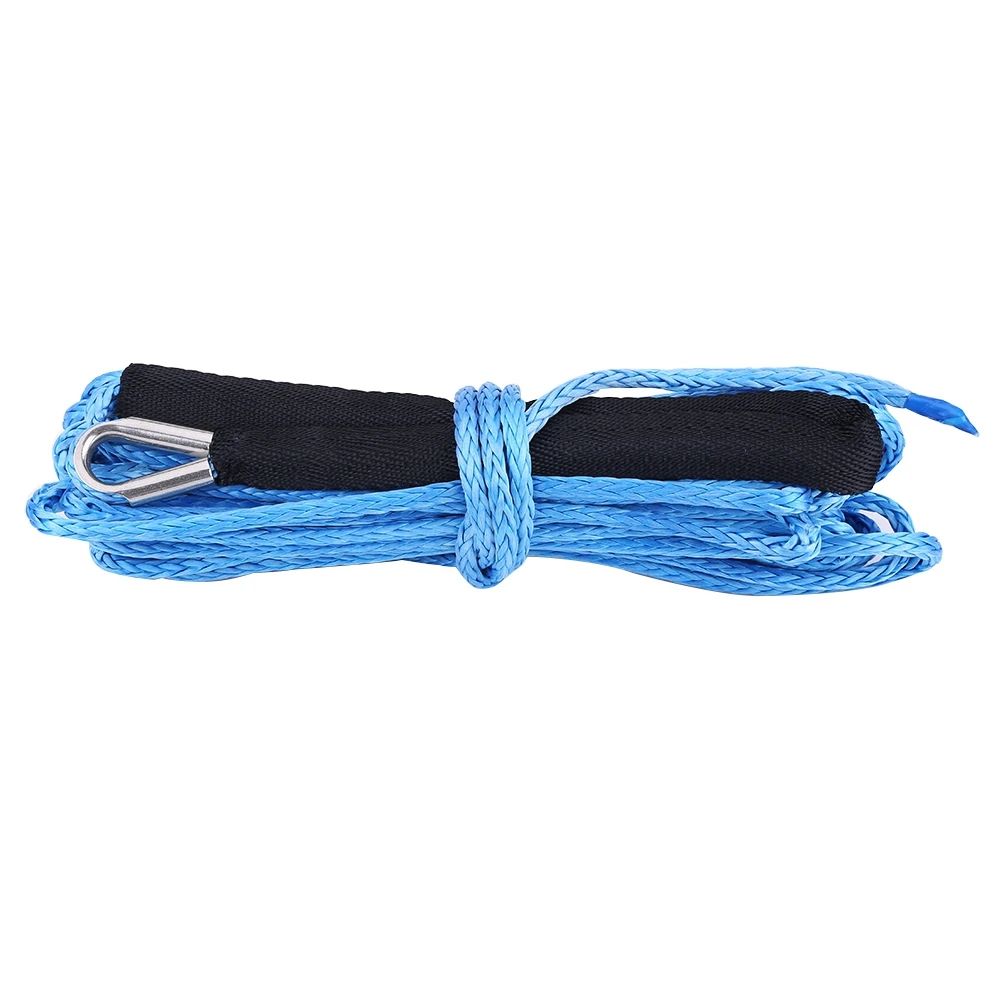 

1/4" * 49' Synthetic Winch Rope Line Cable W/ Protective Sleeve 6600 lbs for ATV UTV Truck Blue