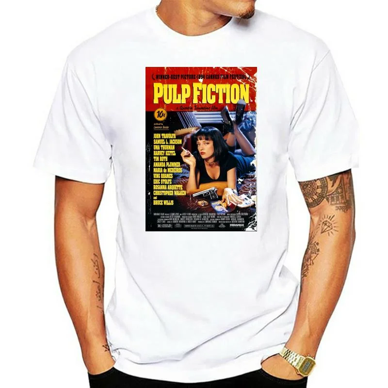 

Camiseta de Pulp Fiction para hombre, ropa de calle de moda de película clásica, novedad