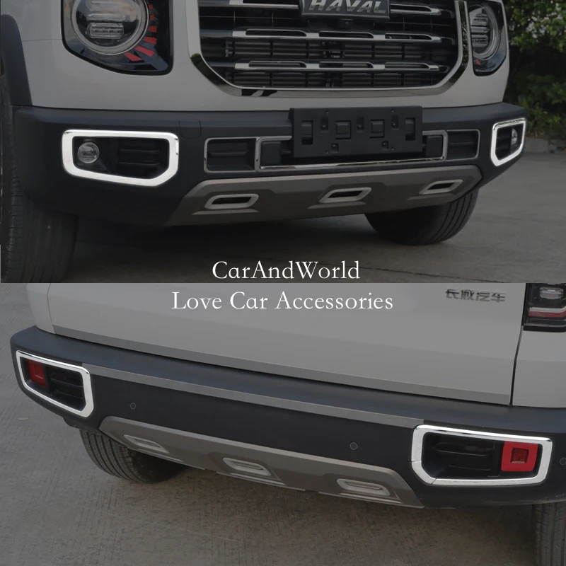 

Stainless Steel Front Rear Fog Light Frame Tail Bumper Lamp Trims Cover Car Garnish Accessories For GWM Haval DARGO 2021 2022