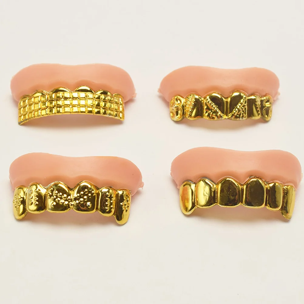 

8pcs Halloween Decorative Fake Teeth Gold Outfit Funny Fake False Teeth
