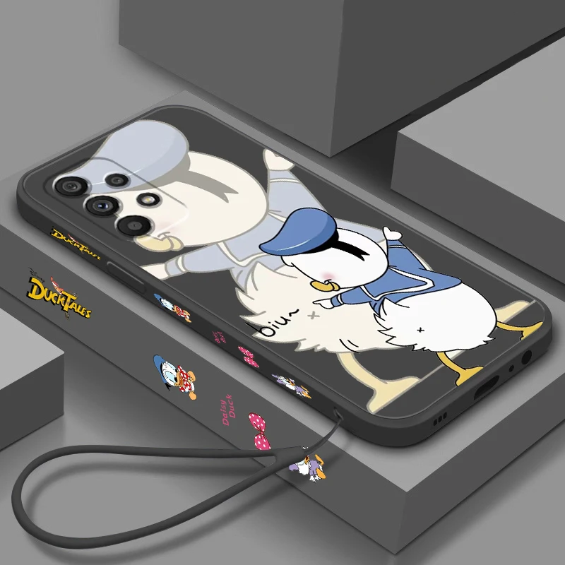 

Disney Cute Art Donald Duck Liquid Left Rope For Samsung A53 A52 S A33 A32 A51 A71 A21S A13 A73 A50 A72 A23 A12 5G Phone Case