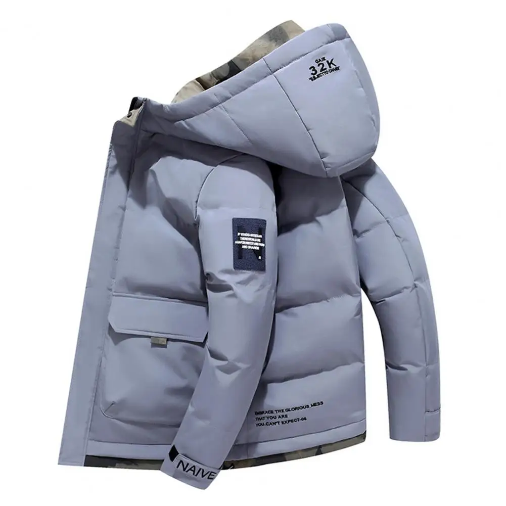 

Trendy Men Jacket Long Sleeve Loose Coldproof Warm Flap Pocket Overcoat Hoodie