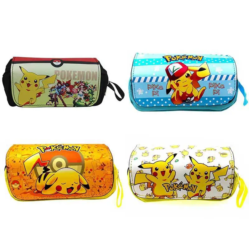 

Pokémon Anime Cartoon Pikachu Large Capacity Pencil Case Creative Cute Student Double Zipper Stationery Box