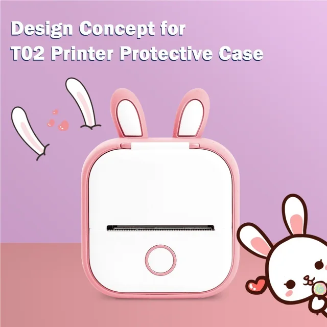T02 Mini Photo Photo Portable Printer Thermal Label Printer Special Color Silicone Protective Case 1