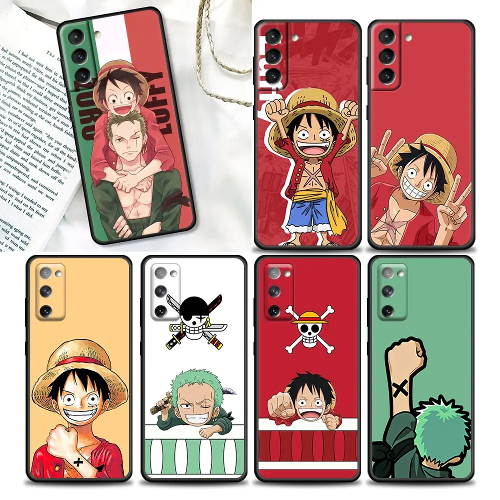 

ONE PIECE Anime Phone Case For Samsung Galaxy S20 S21 FE S10 S9 S8 S22 Plus Ultra 5G S10e Lite Case Black TPU Soft Cover