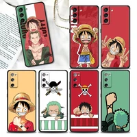 one piece anime phone case for samsung galaxy s20 s21 fe s10 s9 s8 s22 plus ultra 5g s10e lite case black tpu soft cover