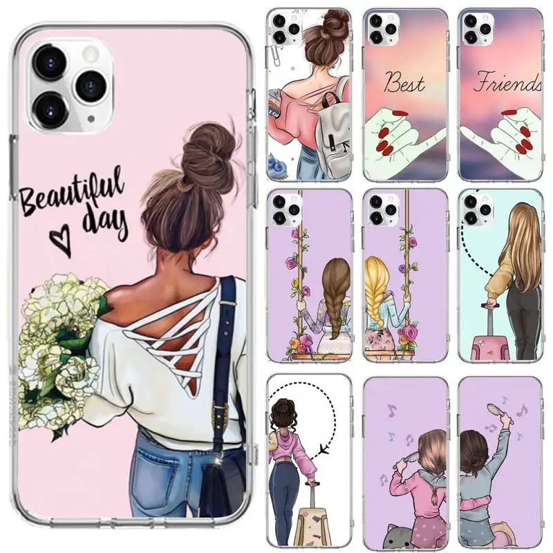 

Girls Bff Best Friends Forever Phone Case For iphone 13 12 11 8 7 plus mini x xs xr pro max Transparent soft