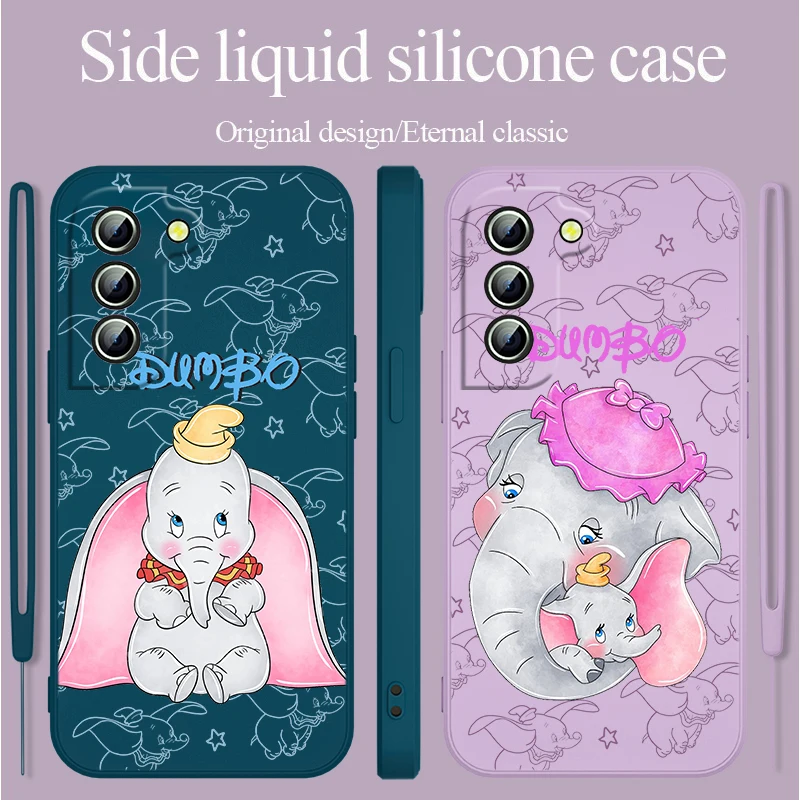 

Cute Disney Dumbo For Samsung Galaxy S23 S22 S21 S20 FE Ultra Plus S10 Lite 5G Liquid Rope Phone Case