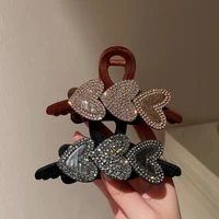 vintage fashion diamond inlaid love flocking shark clip hair clip for women daily wear jewelry gifts hair accessories for women