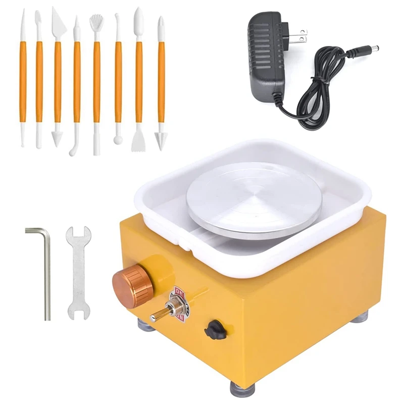 

Электрическая гончарная машина, 10 см, регулируемая скорость, гончарное колесо со съемной раковиной, для обучения керамике, американская вил...