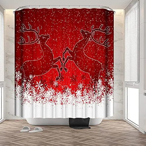 Рождественская душевая занавеска Золотая декоративная с колокольчиком на