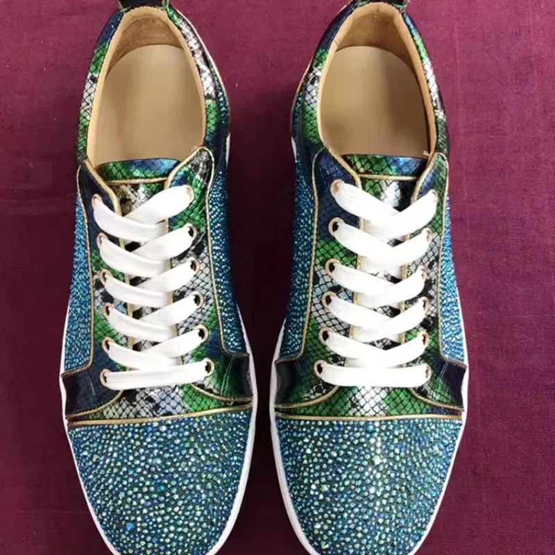 Европейские и американские мужские туфли wo низкие из воловьей кожи зеленые