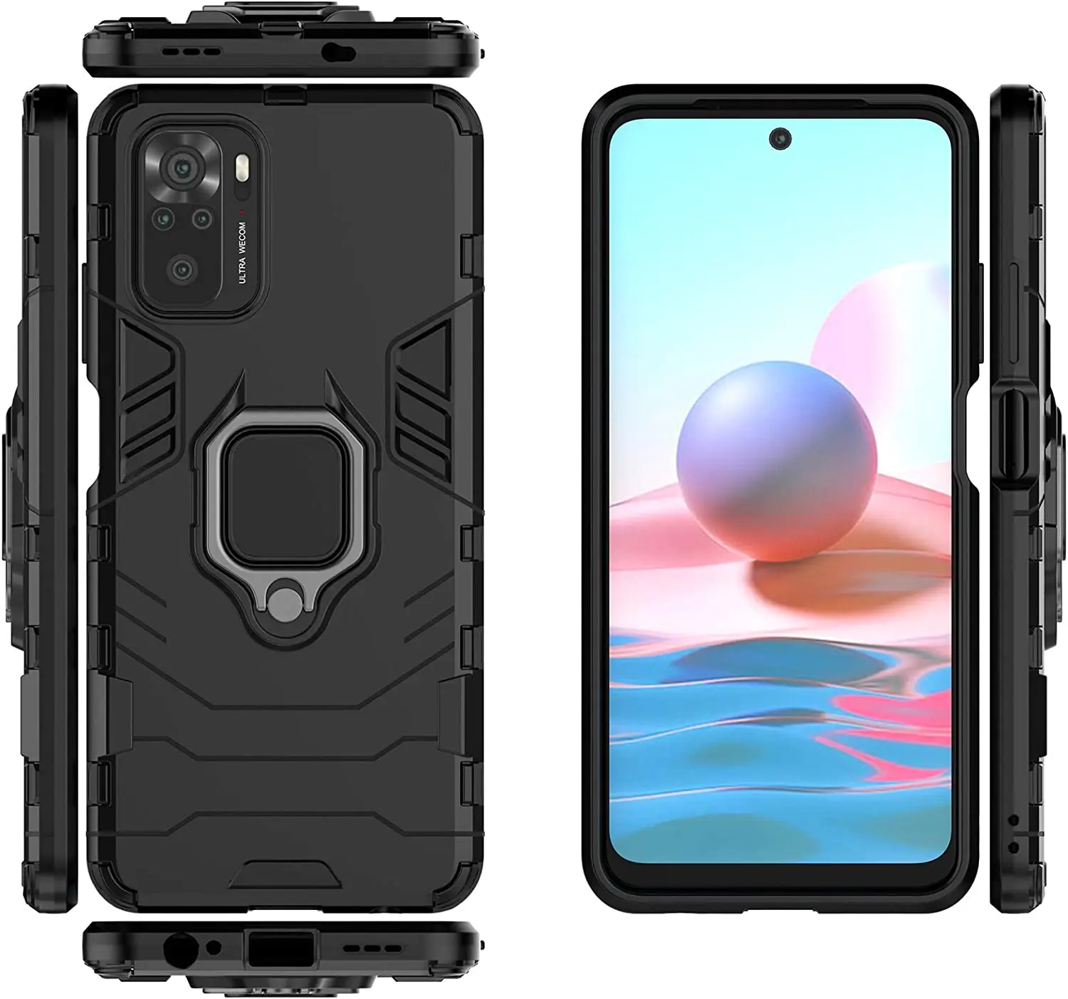 

For Oppo Reno7/7Pro/8/8Pro/A32/A94/A57/A36/K10/KickstandCase with Tempered Glass Screen Protector 2 Pieces Shockproof Case Cover